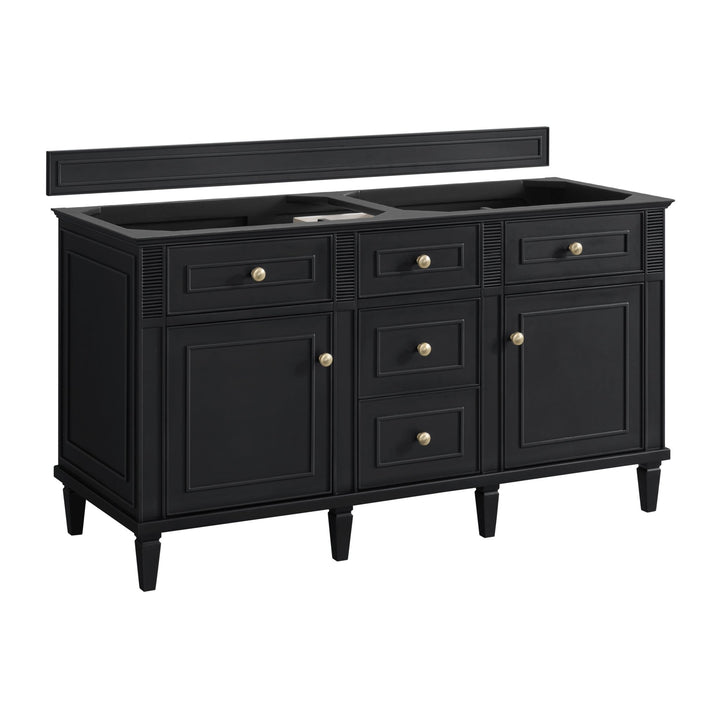 Lorelai 60" Double Vanity, Black Onyx w/ 3 CM Carrara White Marble Top