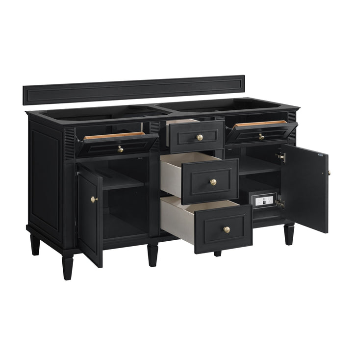 Lorelai 60" Double Vanity, Black Onyx w/ 3 CM Carrara White Marble Top