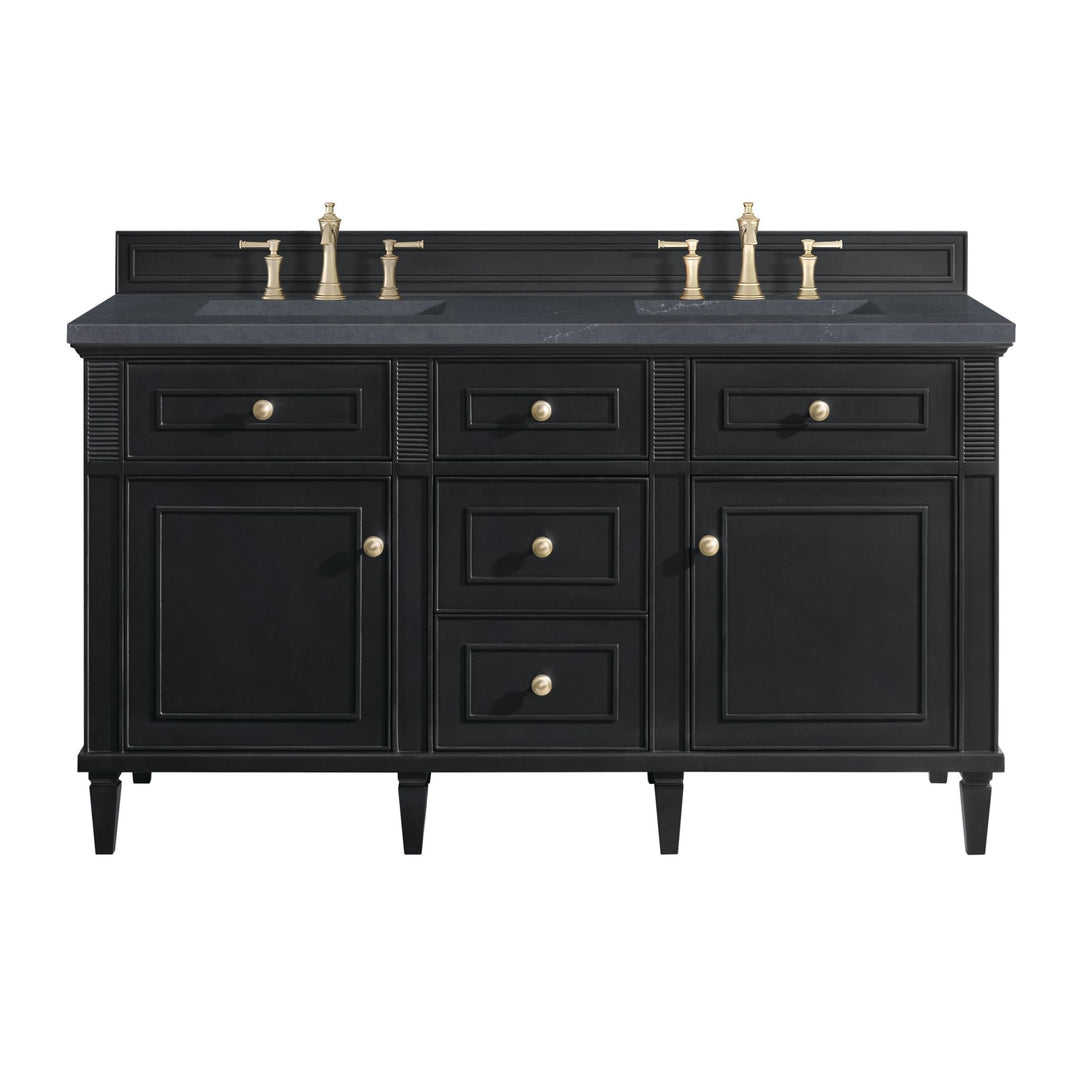Lorelai 60" Double Vanity, Black Onyx w/ 3 CM Charcoal Soapstone Silestone Top