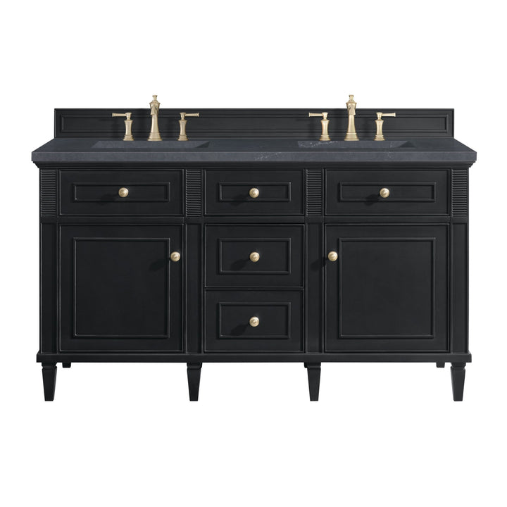 Lorelai 60" Double Vanity, Black Onyx w/ 3 CM Charcoal Soapstone Silestone Top