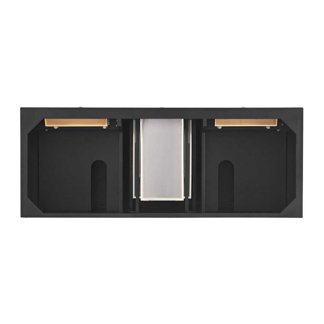 Lorelai 60" Double Vanity, Black Onyx w/ 3 CM Eternal Jasmine Pearl Silestone Top w/FreePower Wireless Charger