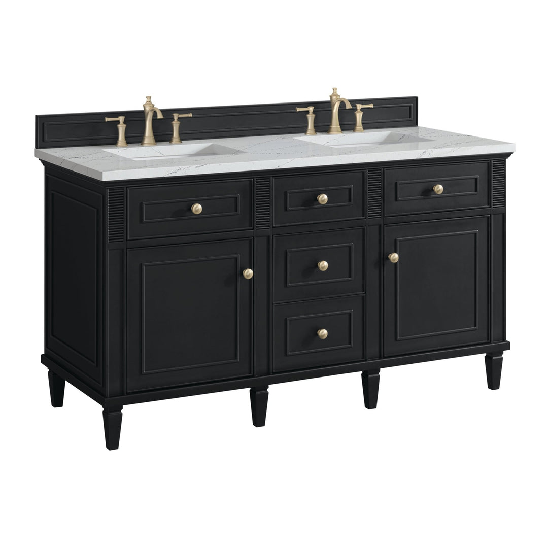 Lorelai 60" Double Vanity, Black Onyx w/ 3 CM Ethereal Noctis Silestone Top w/FreePower Wireless Charger