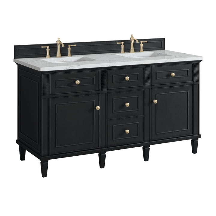 Lorelai 60" Double Vanity, Black Onyx w/ 3 CM Ethereal Noctis Silestone Top w/FreePower Wireless Charger