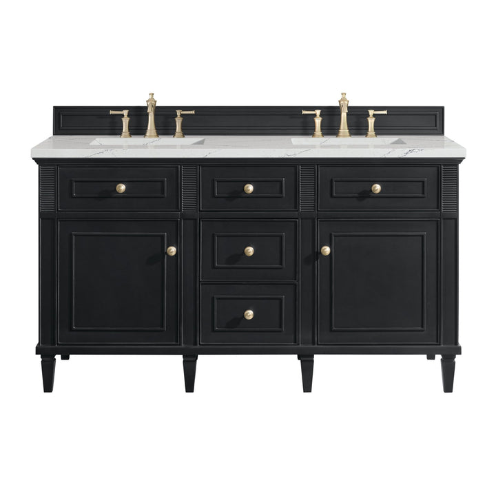 Lorelai 60" Double Vanity, Black Onyx w/ 3 CM Ethereal Noctis Silestone Top w/FreePower Wireless Charger