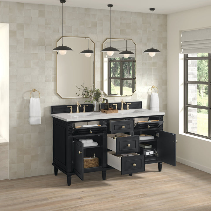Lorelai 60" Double Vanity, Black Onyx w/ 3 CM Lime Delight Silestone Top