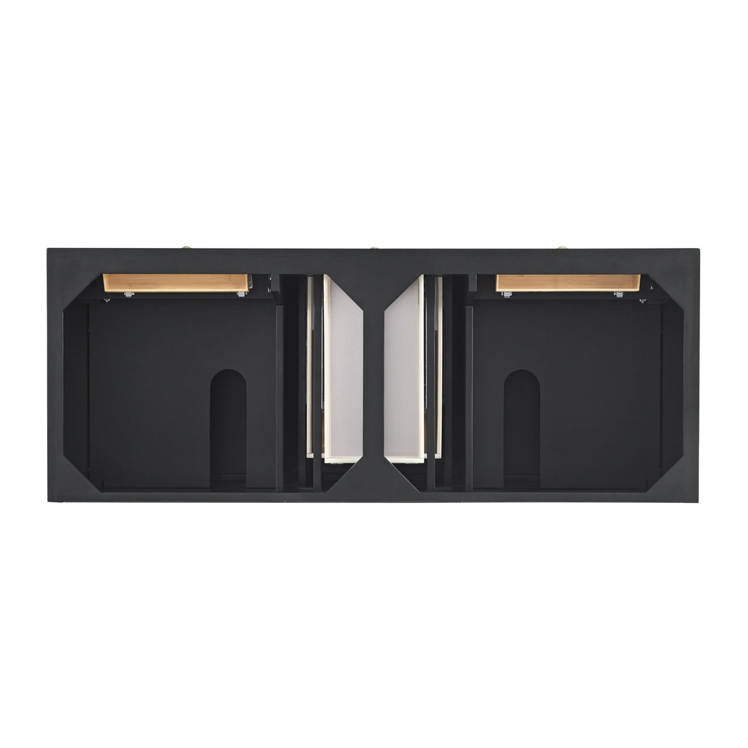 Lorelai 60" Double Vanity, Black Onyx w/ 3 CM Parisien Bleu Silestone Top
