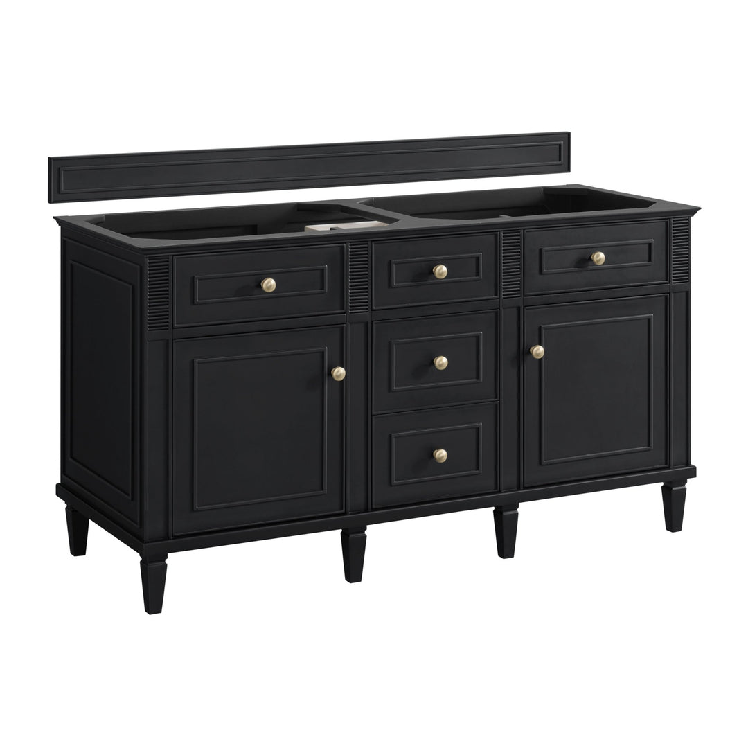 Lorelai 60" Double Vanity, Black Onyx w/ 3 CM Victorian Silver Silestone Top