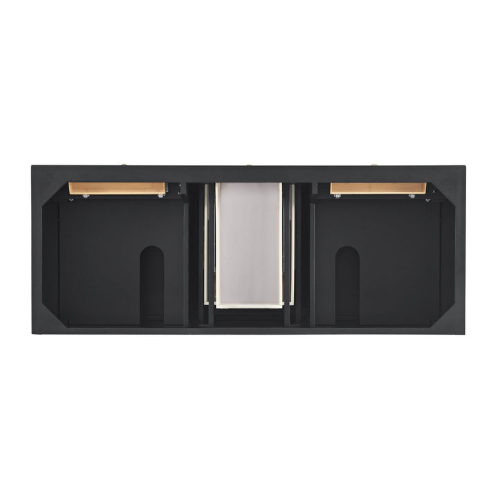 Lorelai 60" Double Vanity, Black Onyx w/ 3 CM Victorian Silver Silestone Top w/FreePower Wireless Charger