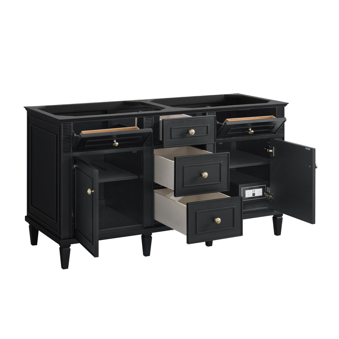 Lorelai 60" Double Vanity, Black Onyx w/ 3 CM White Zeus Silestone Top
