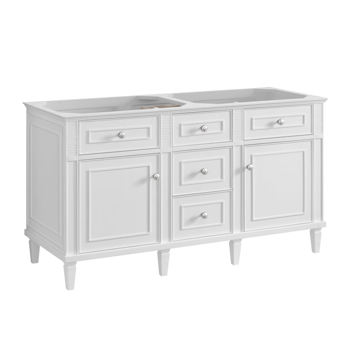 Lorelai 60" Double Vanity, Bright White w/ 3 CM Parisien Bleu Silestone Top