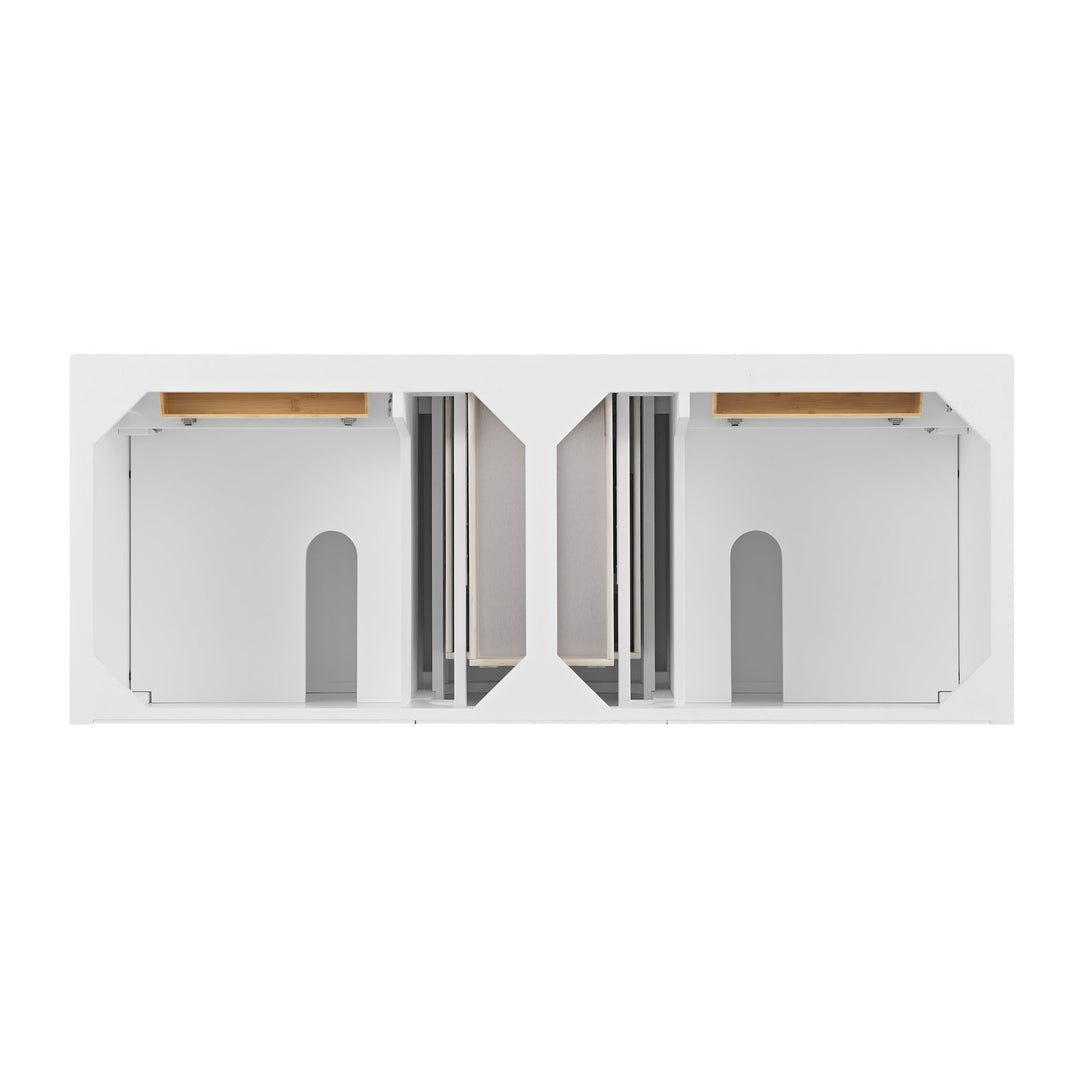 Lorelai 60" Double Vanity, Bright White w/ 3 CM Parisien Bleu Silestone Top