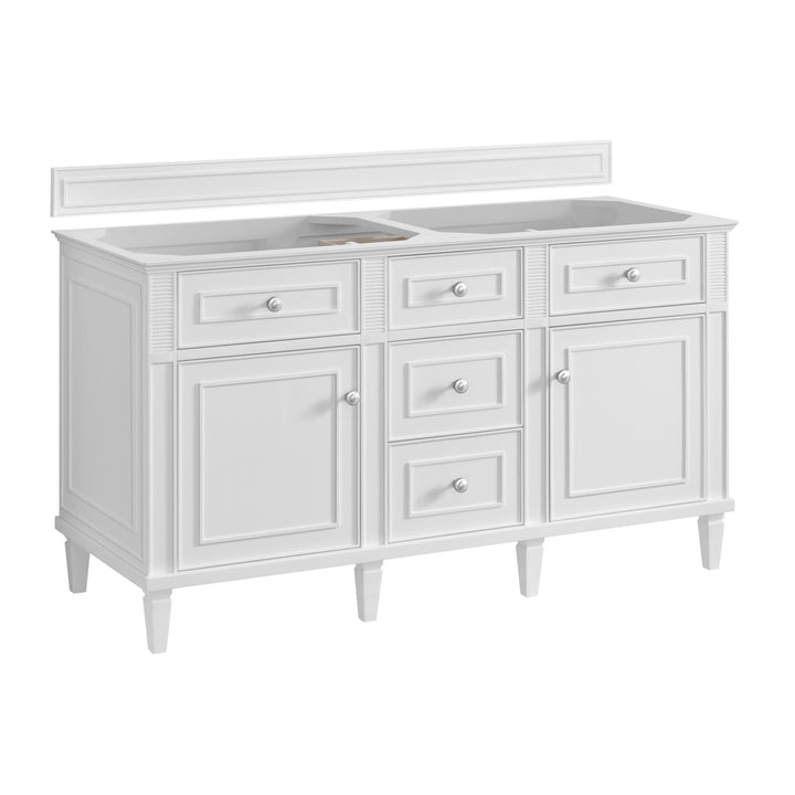 Lorelai 60" Double Vanity, Bright White w/ 3 CM White Zeus Silestone Top