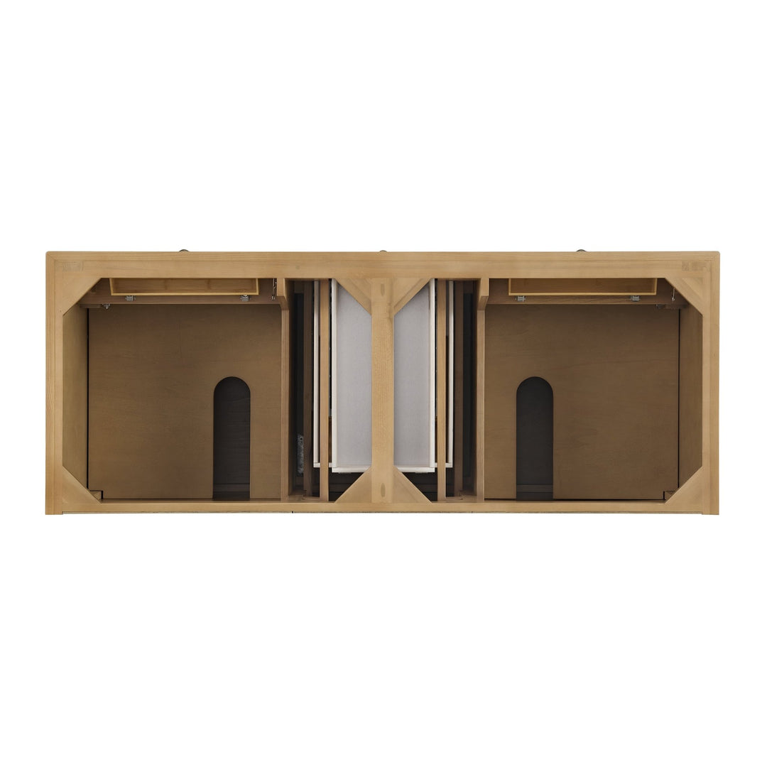 Lorelai 60" Double Vanity, Light Natural Oak w/ 3 CM Arctic Fall Solid Surface Top