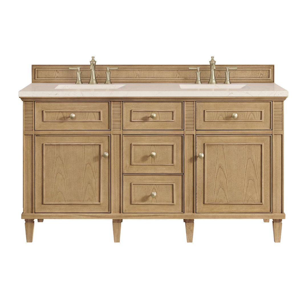 Lorelai 60" Double Vanity, Light Natural Oak w/ 3 CM Eternal Marfil Silestone Top