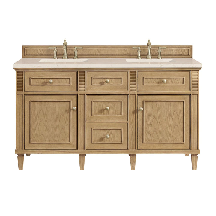 Lorelai 60" Double Vanity, Light Natural Oak w/ 3 CM Eternal Marfil Silestone Top