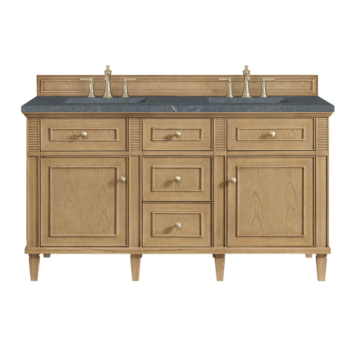 Lorelai 60" Double Vanity, Light Natural Oak w/ 3 CM Parisien Bleu Silestone Top w/FreePower Wireless Charger