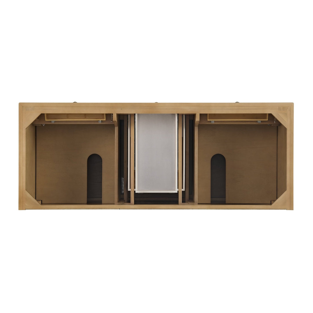 Lorelai 60" Double Vanity, Light Natural Oak w/ 3 CM Parisien Bleu Silestone Top w/FreePower Wireless Charger