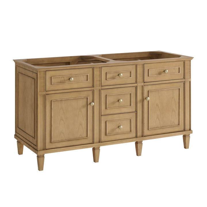 Lorelai 60" Double Vanity, Light Natural Oak w/ 3 CM White Zeus Silestone Top