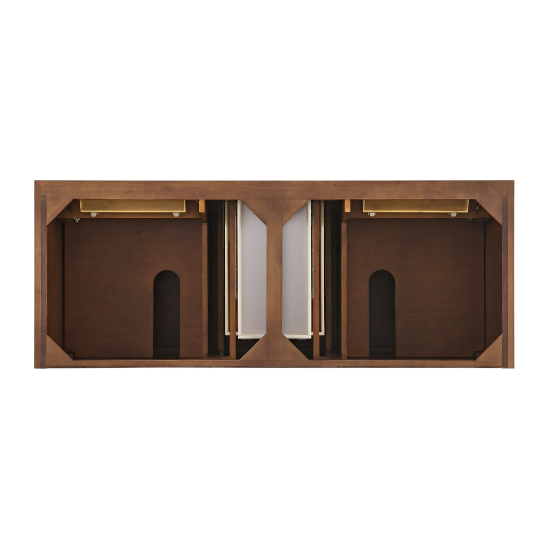 Lorelai 60" Double Vanity, Mid-Century Walnut w/ 3 CM Arctic Fall Solid Surface Top