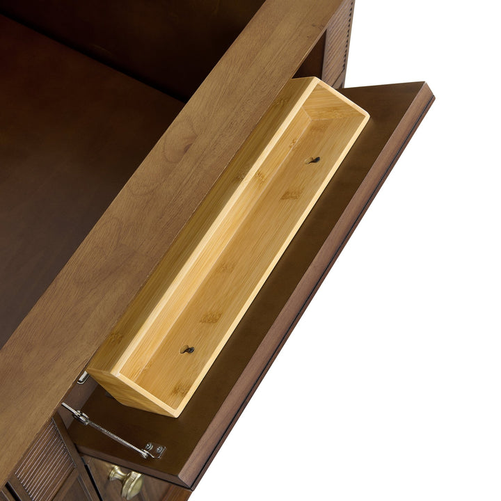 Lorelai 60" Double Vanity, Mid-Century Walnut w/ 3 CM Arctic Fall Solid Surface Top