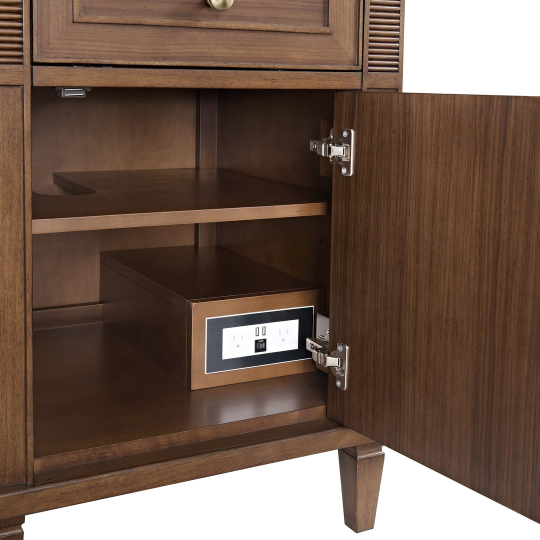 Lorelai 60" Double Vanity, Mid-Century Walnut w/ 3 CM Eternal Jasmine Pearl Silestone Top