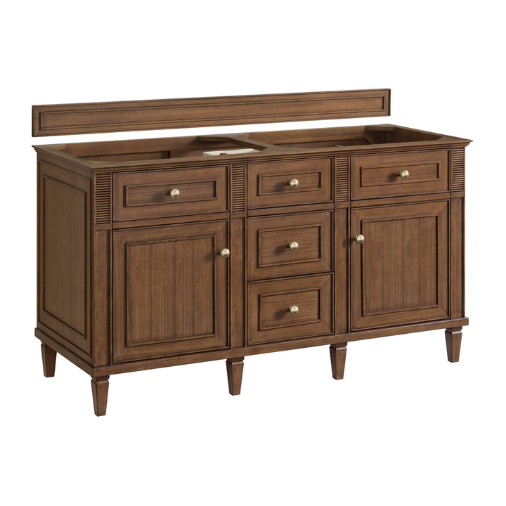 Lorelai 60" Double Vanity, Mid-Century Walnut w/ 3 CM Ethereal Noctis Silestone Top