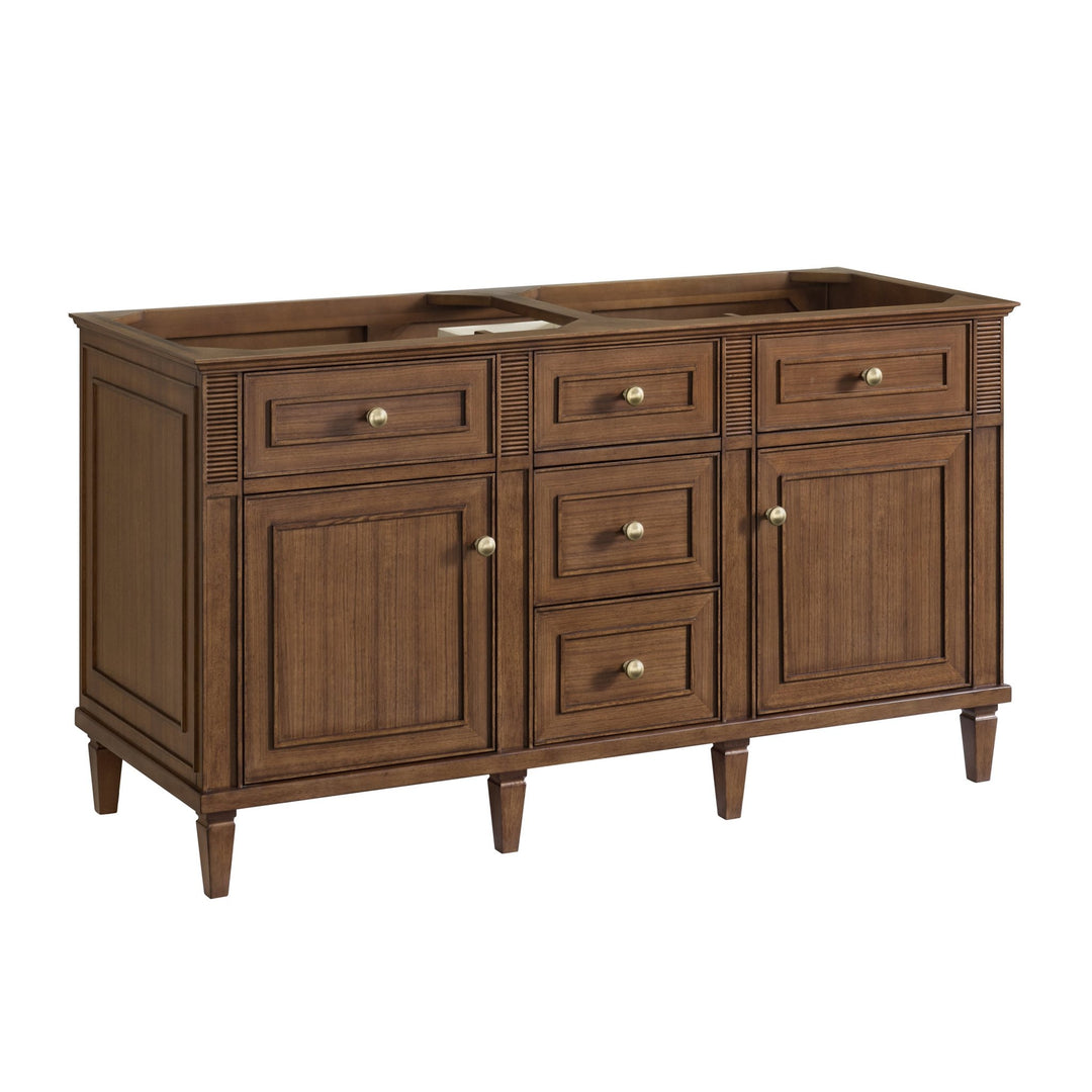 Lorelai 60" Double Vanity, Mid-Century Walnut w/ 3 CM White Zeus Silestone Top