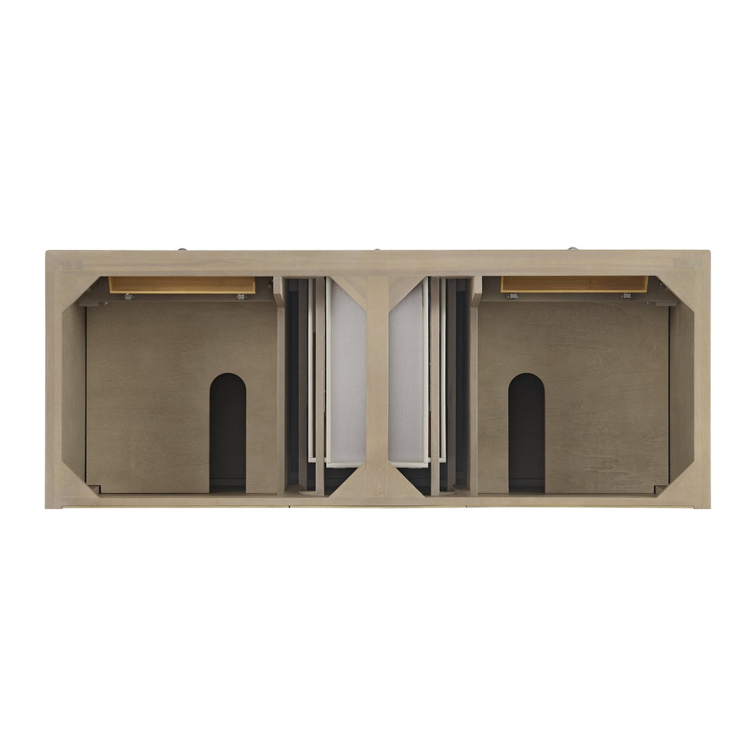 Lorelai 60" Double Vanity, Whitewashed Oak w/ 3 CM Victorian Silver Silestone Top