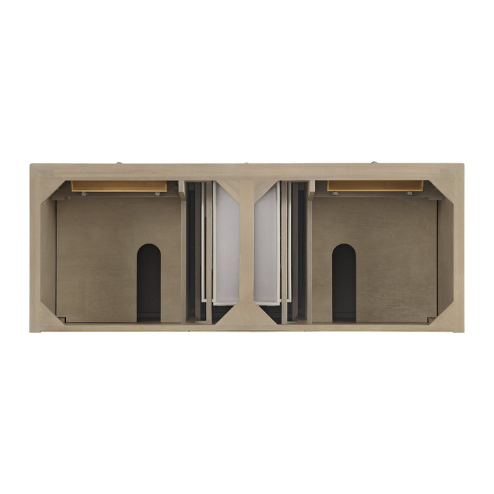 Lorelai 60" Double Vanity, Whitewashed Oak w/ 3 CM Victorian Silver Silestone Top