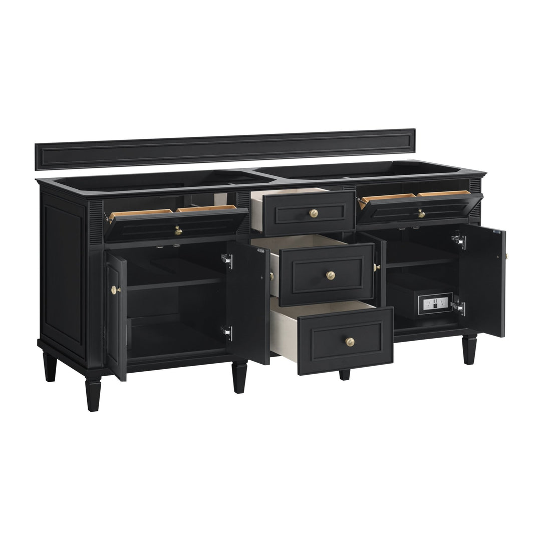 Lorelai 72" Double Vanity, Black Onyx w/ 3 CM Carrara White Marble Top