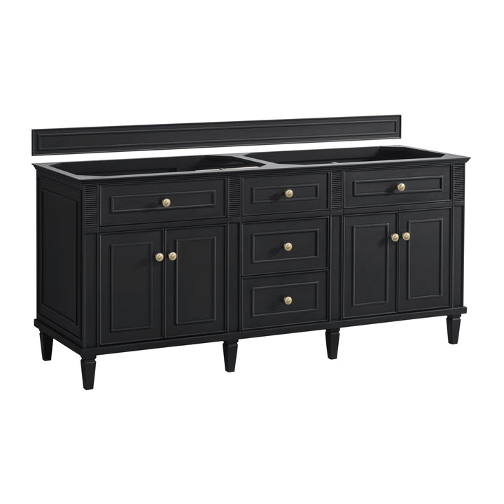 Lorelai 72" Double Vanity, Black Onyx w/ 3 CM Eternal Jasmine Pearl Silestone Top