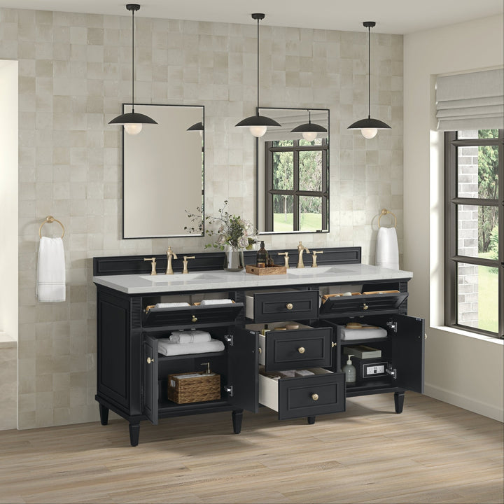 Lorelai 72" Double Vanity, Black Onyx w/ 3 CM Lime Delight Silestone Top