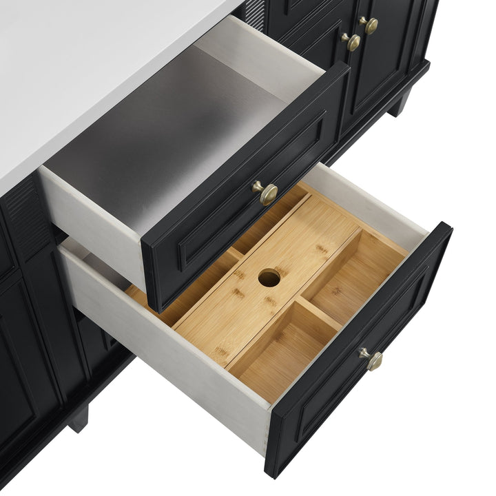 Lorelai 72" Double Vanity, Black Onyx w/ 3 CM Victorian Silver Silestone Top