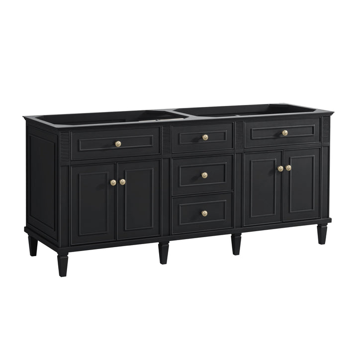 Lorelai 72" Double Vanity, Black Onyx w/ 3 CM White Zeus Silestone Top