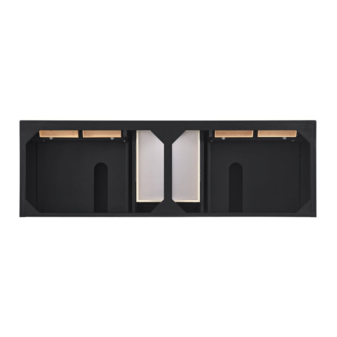 Lorelai 72" Double Vanity, Black Onyx w/ Single Hole 3 CM White Zeus Silestone Top & Backsplash