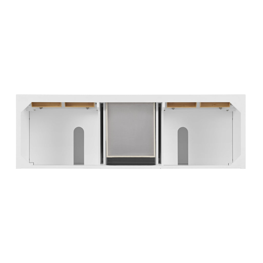 Lorelai 72" Double Vanity, Bright White w/ 3 CM Victorian Silver Silestone Top w/FreePower Wireless Charger