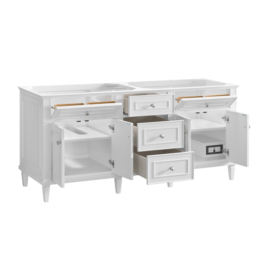 Lorelai 72" Double Vanity, Bright White w/ 3 CM White Zeus Silestone Top