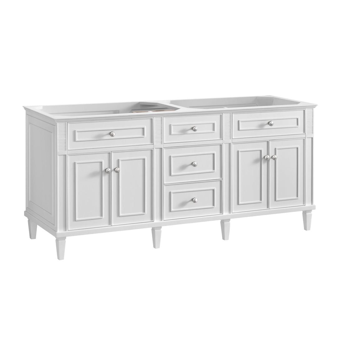 Lorelai 72" Double Vanity, Bright White w/ 3 CM White Zeus Silestone Top