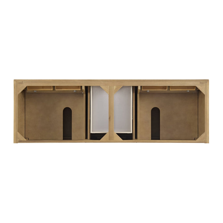 Lorelai 72" Double Vanity, Light Natural Oak w/ 3 CM Arctic Fall Solid Surface Top
