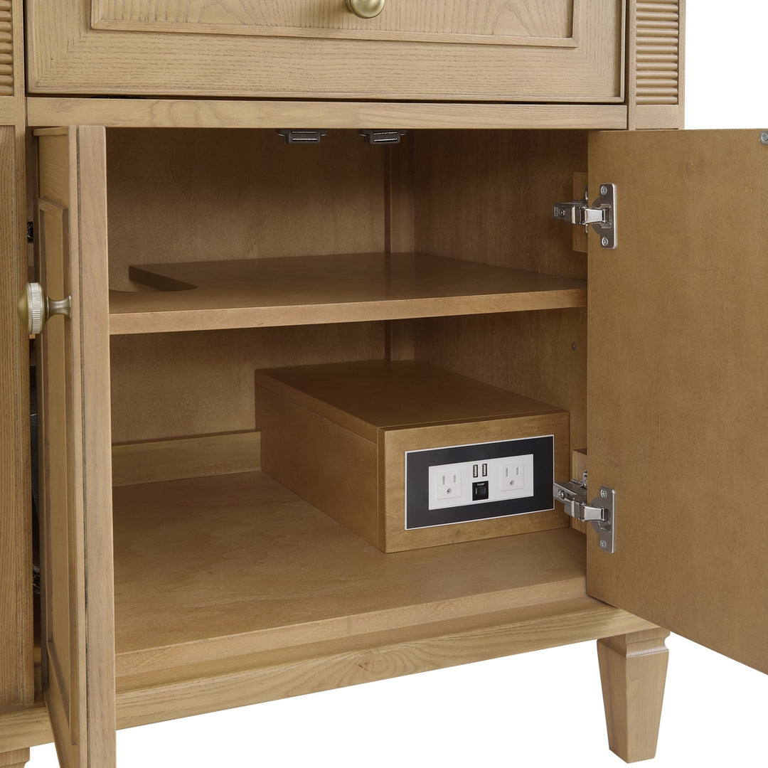 Lorelai 72" Double Vanity, Light Natural Oak w/ 3 CM Arctic Fall Solid Surface Top