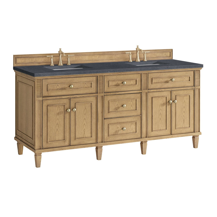 Lorelai 72" Double Vanity, Light Natural Oak w/ 3 CM Charcoal Soapstone Silestone Top