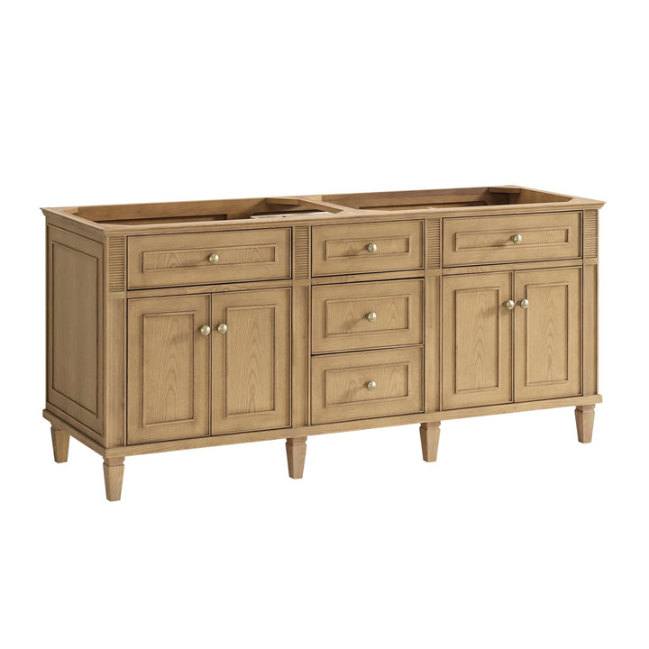 Lorelai 72" Double Vanity, Light Natural Oak w/ 3 CM White Zeus Silestone Top