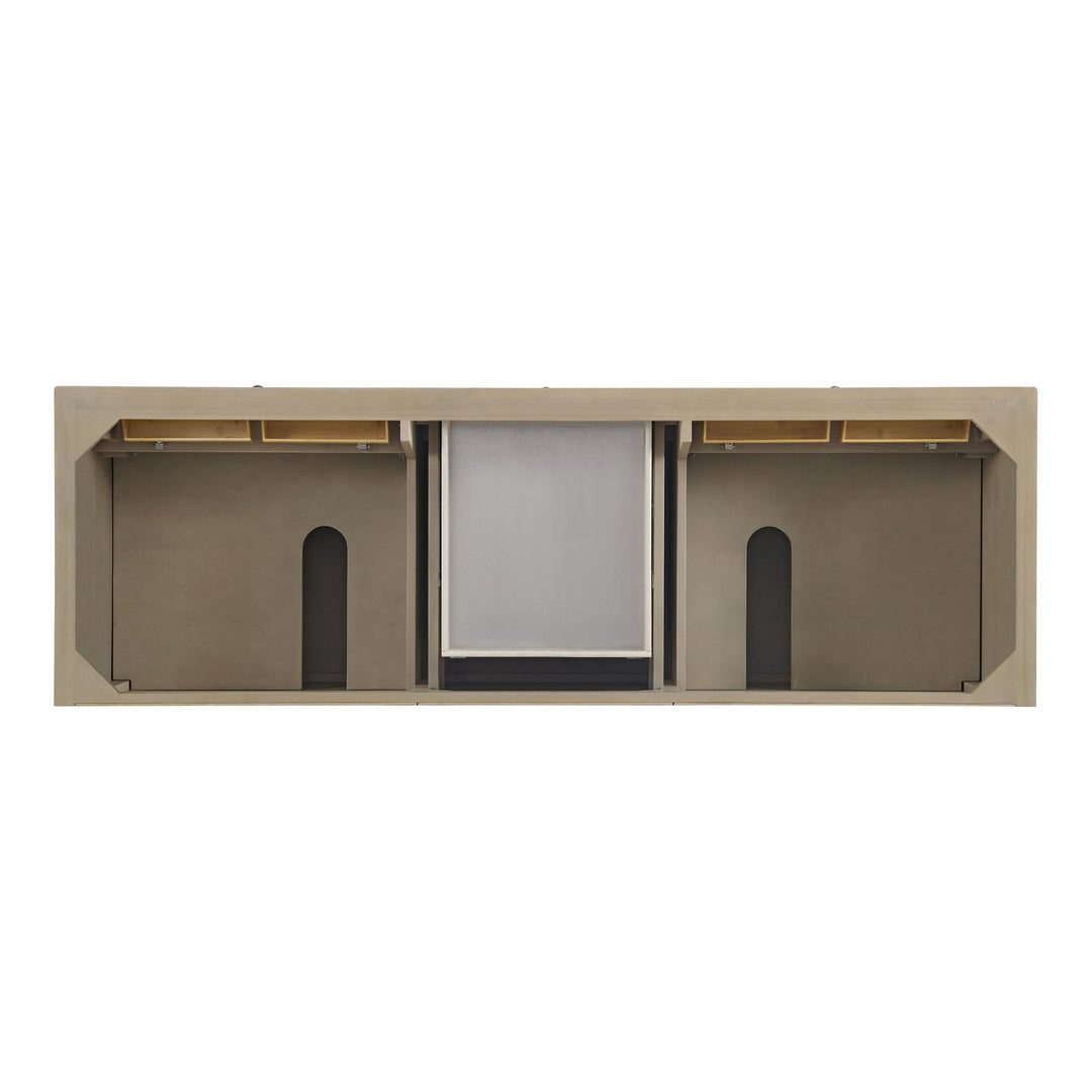 Lorelai 72" Double Vanity, Whitewashed Oak w/ 3 CM Eternal Jasmine Pearl Silestone Top w/FreePower Wireless Charger