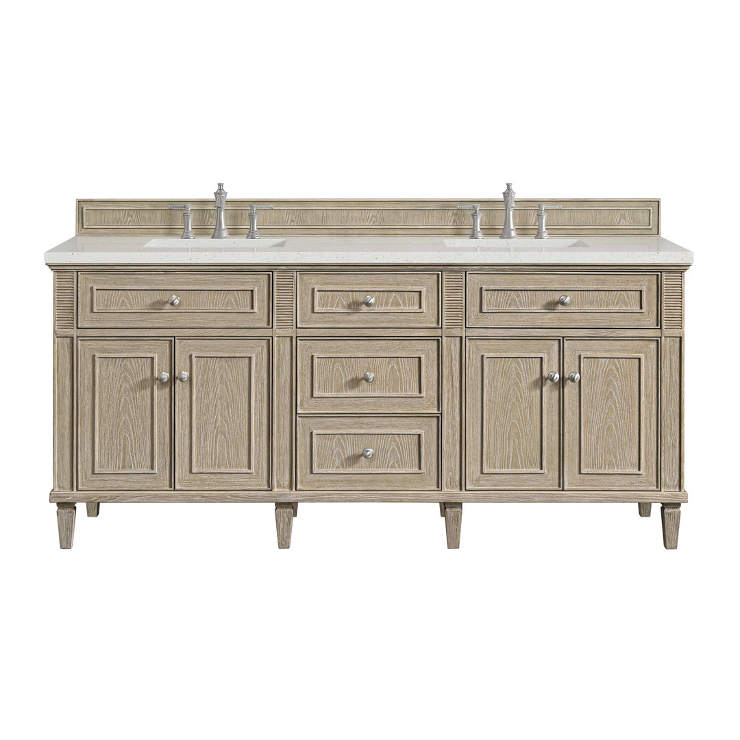 Lorelai 72" Double Vanity, Whitewashed Oak w/ 3 CM Lime Delight Silestone Top