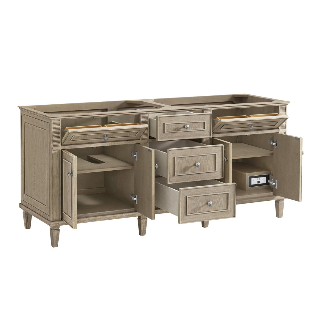 Lorelai 72" Double Vanity, Whitewashed Oak w/ 3 CM White Zeus Silestone Top