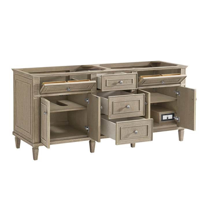 Lorelai 72" Double Vanity, Whitewashed Oak w/ 3 CM White Zeus Silestone Top