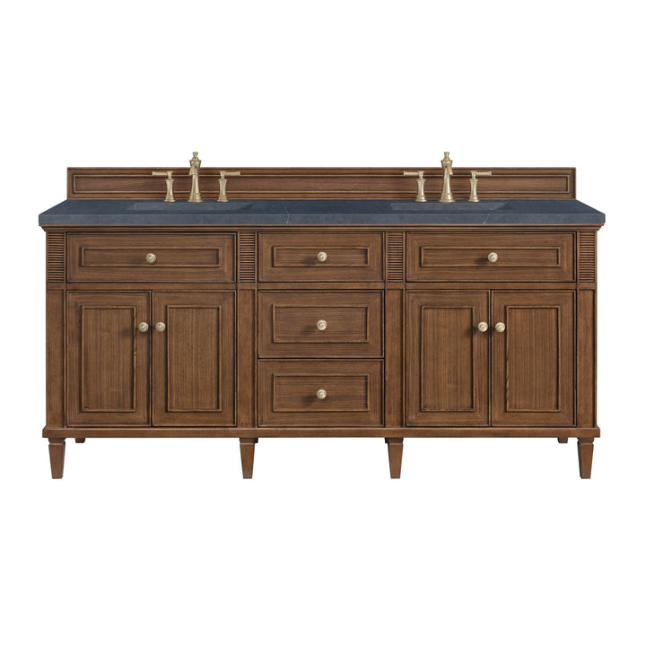 Lorelai 72"Double Vanity, Mid-Century Walnut w/ 3 CM Charcoal Soapstone Silestone Top