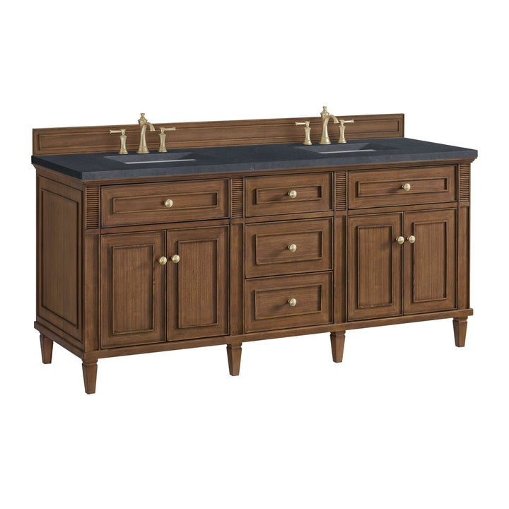 Lorelai 72"Double Vanity, Mid-Century Walnut w/ 3 CM Charcoal Soapstone Silestone Top