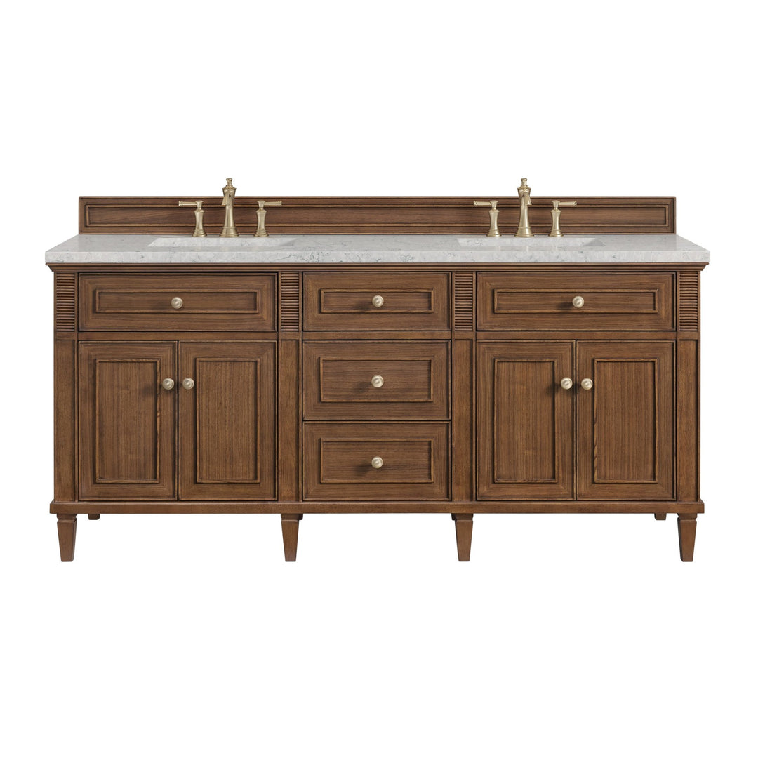 Lorelai 72"Double Vanity, Mid-Century Walnut w/ 3 CM Eternal Jasmine Pearl Silestone Top