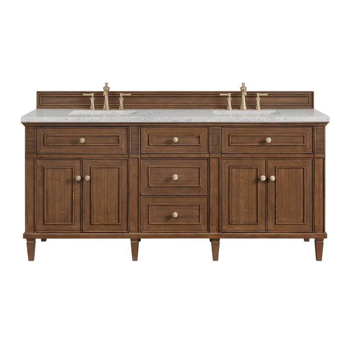 Lorelai 72"Double Vanity, Mid-Century Walnut w/ 3 CM Eternal Jasmine Pearl Silestone Top